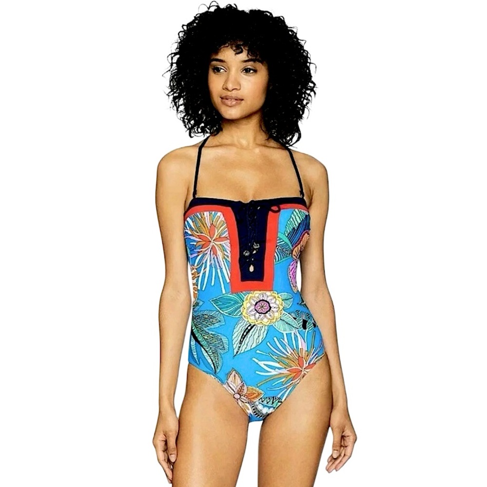 Trina Turk Tahiti Tropical Bandeau Maillot size 4